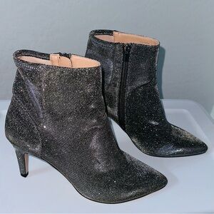 ELOQUII Amanda Metallic Ankle Boots Size 12 Platinum Gold Pointed Toe Heels New
